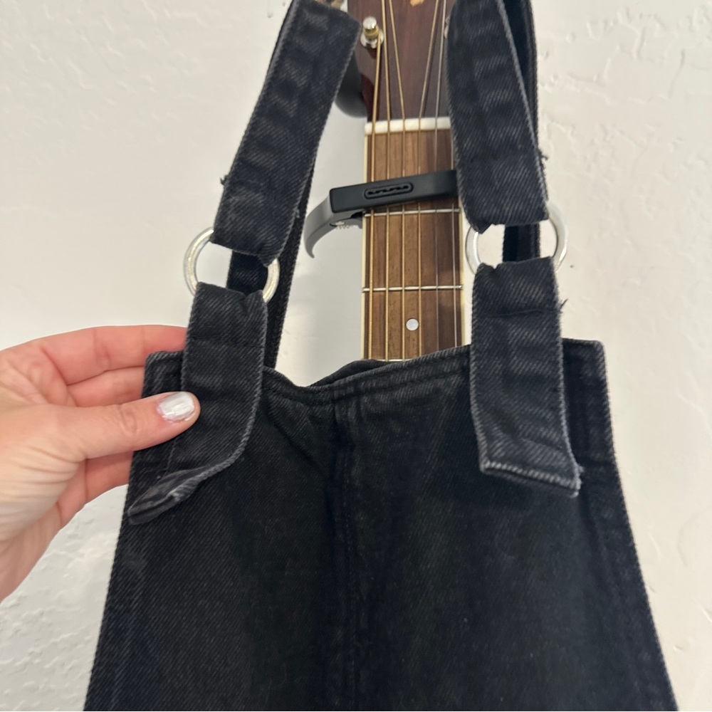 Topshop MOTO Black Denim Dress with Button Front Jumper - Picture 8 of 9